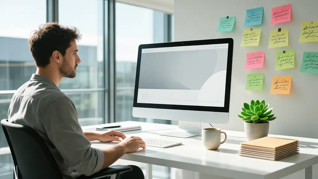 Designer and copywriter reviewing a landing page layout together