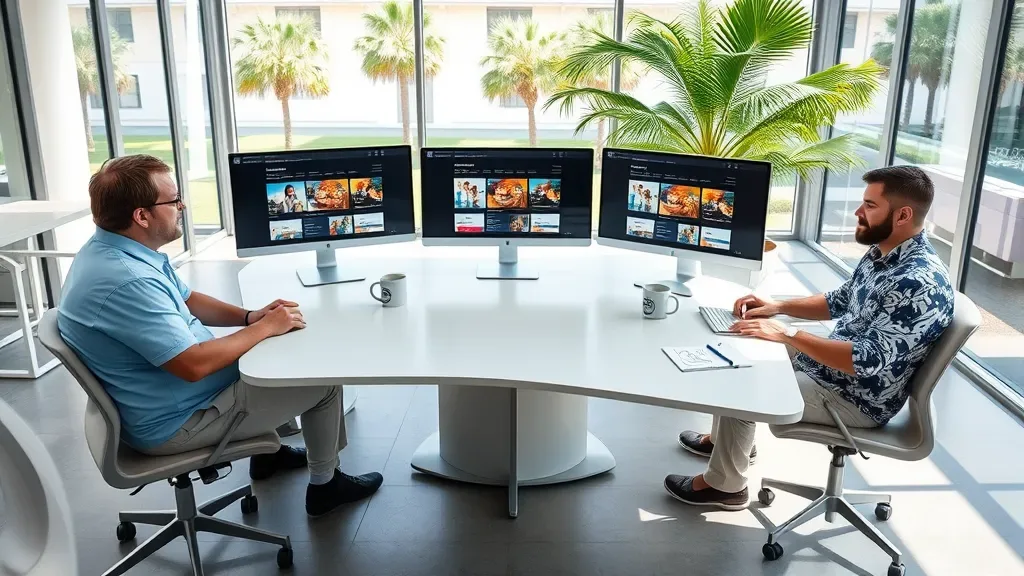 Web development team collaborating in a Florida office
