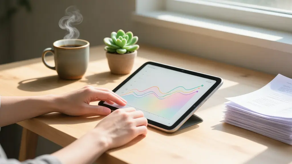 Hands typing on a laptop with soft ambient lighting suggesting business growth
