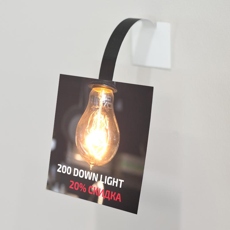 Promotional shelf wobbler with 20% off 200 Down Light fixtures