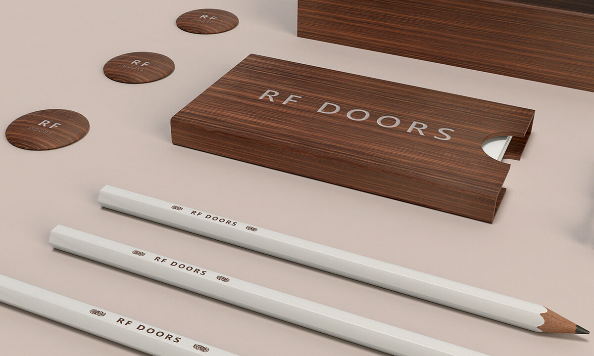 RF Doors — product page with the door in an interior