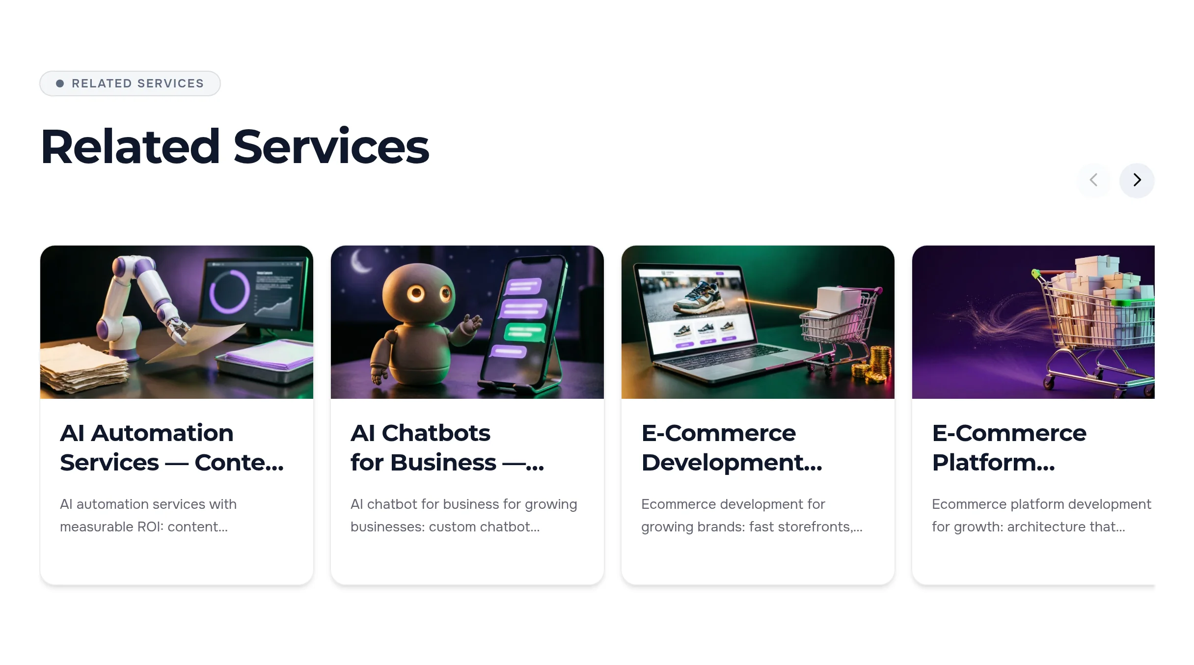 The Related Services block under an article: service pages on the article topic