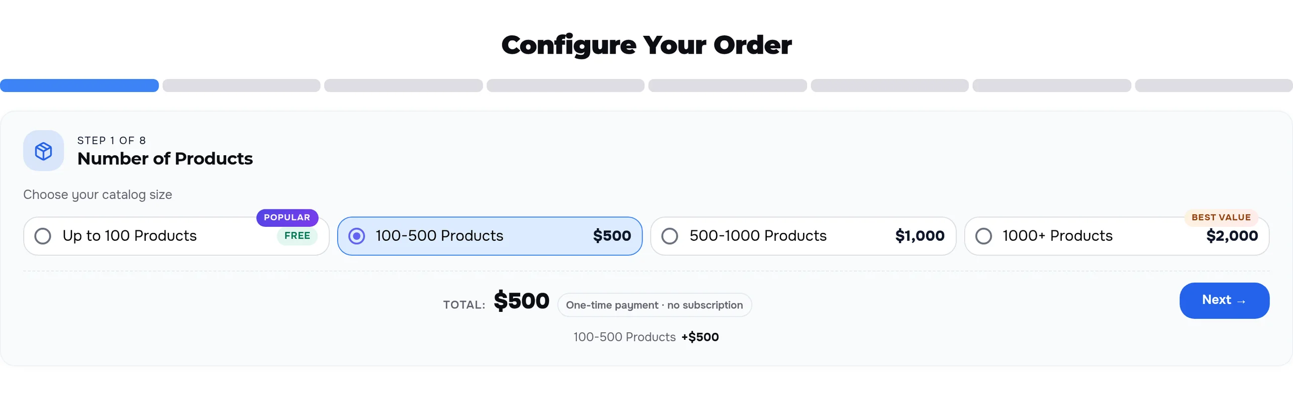 Order configurator: the first step